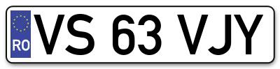 Placuta inmatriculare numar auto  VS-63-VJY, VS 63 VJY, VS63VJY