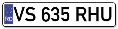 Placuta inmatriculare numar auto  VS-635-RHU, VS 635 RHU, VS635RHU