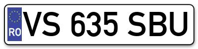 Placuta inmatriculare numar auto  VS-635-SBU, VS 635 SBU, VS635SBU