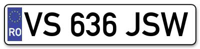 Placuta inmatriculare numar auto  VS-636-JSW, VS 636 JSW, VS636JSW