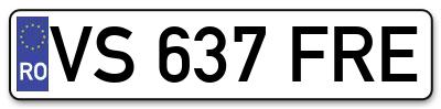 Placuta inmatriculare numar auto  VS-637-FRE, VS 637 FRE, VS637FRE