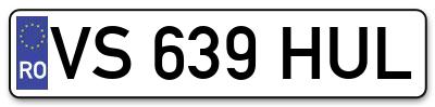 Placuta inmatriculare numar auto  VS-639-HUL, VS 639 HUL, VS639HUL