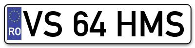 Placuta inmatriculare numar auto  VS-64-HMS, VS 64 HMS, VS64HMS