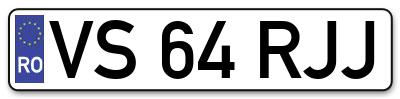 Placuta inmatriculare numar auto  VS-64-RJJ, VS 64 RJJ, VS64RJJ