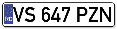 Placuta inmatriculare numar auto  VS-647-PZN, VS 647 PZN, VS647PZN