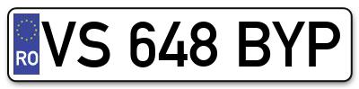 Placuta inmatriculare numar auto  VS-648-BYP, VS 648 BYP, VS648BYP