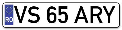 Placuta inmatriculare numar auto  VS-65-ARY, VS 65 ARY, VS65ARY