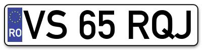 Placuta inmatriculare numar auto  VS-65-RQJ, VS 65 RQJ, VS65RQJ