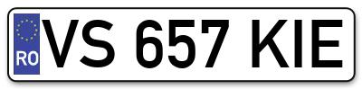 Placuta inmatriculare numar auto  VS-657-KIE, VS 657 KIE, VS657KIE