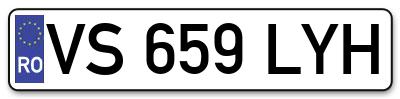 Placuta inmatriculare numar auto  VS-659-LYH, VS 659 LYH, VS659LYH