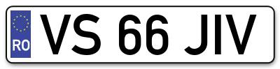 Placuta inmatriculare numar auto  VS-66-JIV, VS 66 JIV, VS66JIV