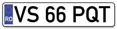Placuta inmatriculare numar auto  VS-66-PQT, VS 66 PQT, VS66PQT