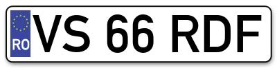 Placuta inmatriculare numar auto  VS-66-RDF, VS 66 RDF, VS66RDF