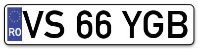 Placuta inmatriculare numar auto  VS-66-YGB, VS 66 YGB, VS66YGB