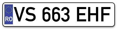 Placuta inmatriculare numar auto  VS-663-EHF, VS 663 EHF, VS663EHF