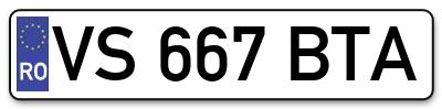 Placuta inmatriculare numar auto  VS-667-BTA, VS 667 BTA, VS667BTA