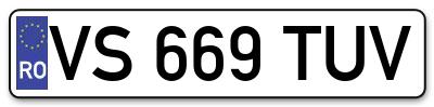 Placuta inmatriculare numar auto  VS-669-TUV, VS 669 TUV, VS669TUV