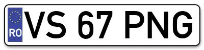 Placuta inmatriculare numar auto  VS-67-PNG, VS 67 PNG, VS67PNG