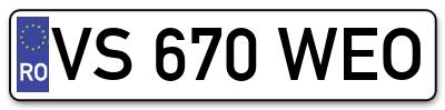 Placuta inmatriculare numar auto  VS-670-WEO, VS 670 WEO, VS670WEO