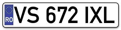 Placuta inmatriculare numar auto  VS-672-IXL, VS 672 IXL, VS672IXL