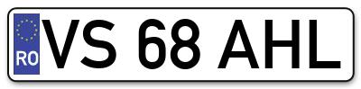 Placuta inmatriculare numar auto  VS-68-AHL, VS 68 AHL, VS68AHL