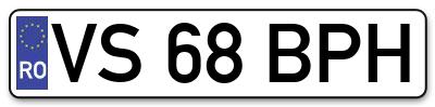 Placuta inmatriculare numar auto  VS-68-BPH, VS 68 BPH, VS68BPH