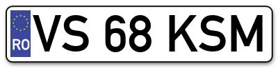 Placuta inmatriculare numar auto  VS-68-KSM, VS 68 KSM, VS68KSM