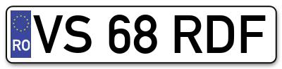 Placuta inmatriculare numar auto  VS-68-RDF, VS 68 RDF, VS68RDF