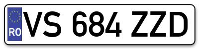 Placuta inmatriculare numar auto  VS-684-ZZD, VS 684 ZZD, VS684ZZD