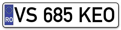 Placuta inmatriculare numar auto  VS-685-KEO, VS 685 KEO, VS685KEO