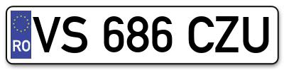 Placuta inmatriculare numar auto  VS-686-CZU, VS 686 CZU, VS686CZU