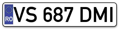 Placuta inmatriculare numar auto  VS-687-DMI, VS 687 DMI, VS687DMI