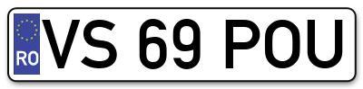 Placuta inmatriculare numar auto  VS-69-POU, VS 69 POU, VS69POU