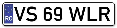 Placuta inmatriculare numar auto  VS-69-WLR, VS 69 WLR, VS69WLR