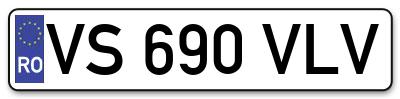 Placuta inmatriculare numar auto  VS-690-VLV, VS 690 VLV, VS690VLV