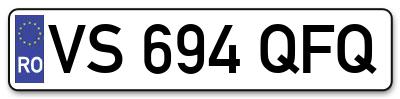 Placuta inmatriculare numar auto  VS-694-QFQ, VS 694 QFQ, VS694QFQ