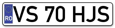Placuta inmatriculare numar auto  VS-70-HJS, VS 70 HJS, VS70HJS