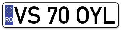 Placuta inmatriculare numar auto  VS-70-OYL, VS 70 OYL, VS70OYL