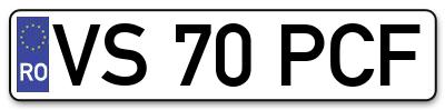 Placuta inmatriculare numar auto  VS-70-PCF, VS 70 PCF, VS70PCF