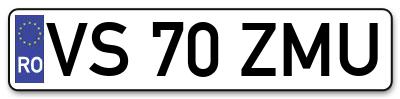 Placuta inmatriculare numar auto  VS-70-ZMU, VS 70 ZMU, VS70ZMU