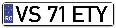 Placuta inmatriculare numar auto  VS-71-ETY, VS 71 ETY, VS71ETY