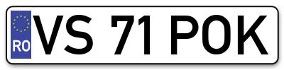 Placuta inmatriculare numar auto  VS-71-POK, VS 71 POK, VS71POK