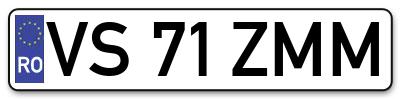 Placuta inmatriculare numar auto  VS-71-ZMM, VS 71 ZMM, VS71ZMM