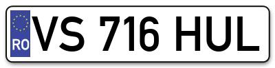 Placuta inmatriculare numar auto  VS-716-HUL, VS 716 HUL, VS716HUL