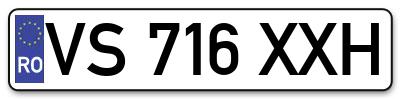 Placuta inmatriculare numar auto  VS-716-XXH, VS 716 XXH, VS716XXH
