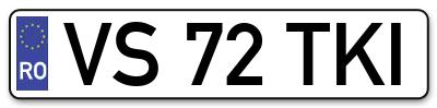 Placuta inmatriculare numar auto  VS-72-TKI, VS 72 TKI, VS72TKI