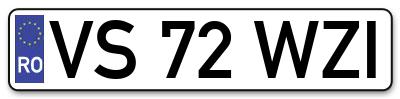 Placuta inmatriculare numar auto  VS-72-WZI, VS 72 WZI, VS72WZI