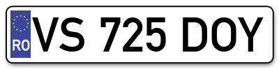 Placuta inmatriculare numar auto  VS-725-DOY, VS 725 DOY, VS725DOY