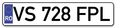 Placuta inmatriculare numar auto  VS-728-FPL, VS 728 FPL, VS728FPL