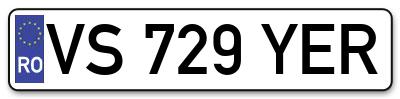 Placuta inmatriculare numar auto  VS-729-YER, VS 729 YER, VS729YER